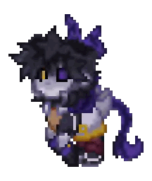 Pixel Person With Purple Hair And Tail Sticker