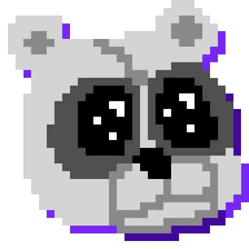 Pixel Raccoon Face With Purple Highlights Sticker