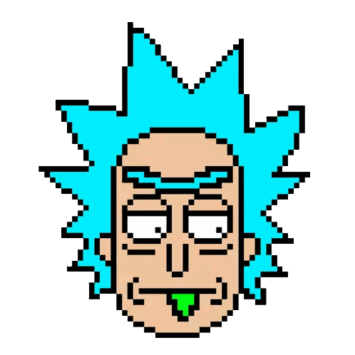 Pixel Rick With Blue Hair And Glasses Sticker
