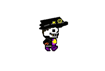 Pixel Skeleton Wearing Hat Holding Gun Sticker