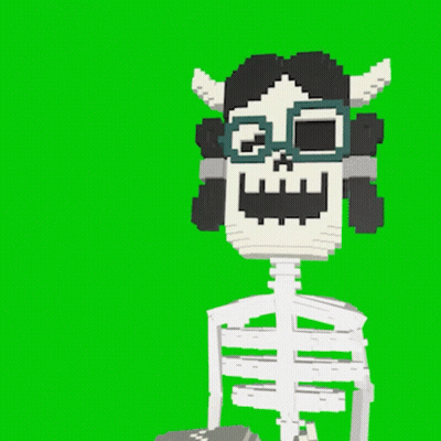Pixel Skeleton With Glasses And Helmet GIF