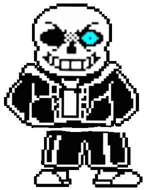 Pixel Skeleton With Purple Eyes And Black Shirt Sticker