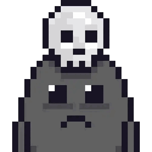 Pixel Skull On Rocks Sticker