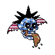 Pixel Skull With Mohawk And Wings Sticker