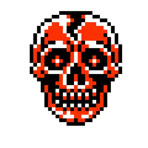 Pixel Skull With Red And White Pixels Sticker