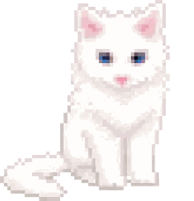 Pixel White Cat With Blue Eyes Sticker