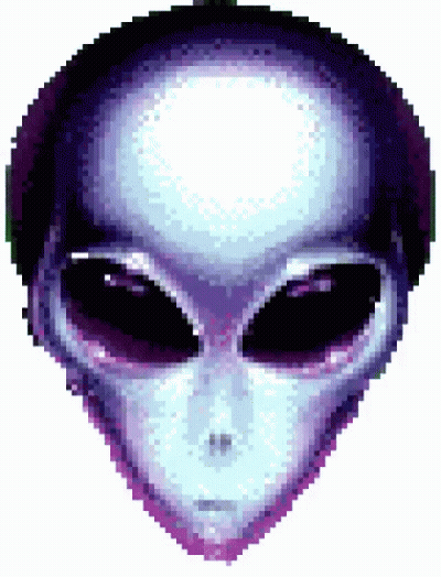 Pixelated Alien Head With Purple Eyes GIF