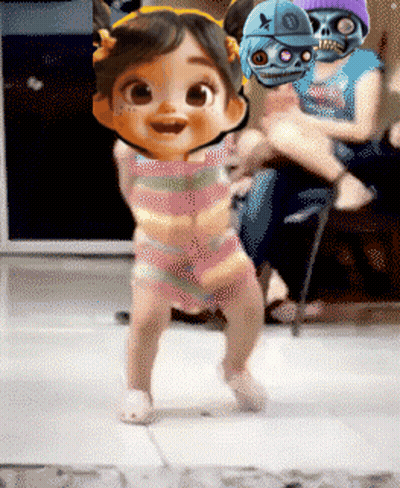 Pixelated Baby With Skull Mask GIF