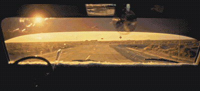Pixelated Car Windshield With Sun Shining Through GIF