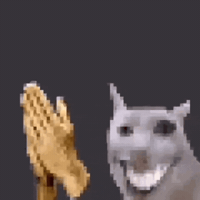 Pixelated Cat And Bird Statue GIF