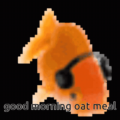 Pixelated Cat Saying Good Morning Oat Meal GIF