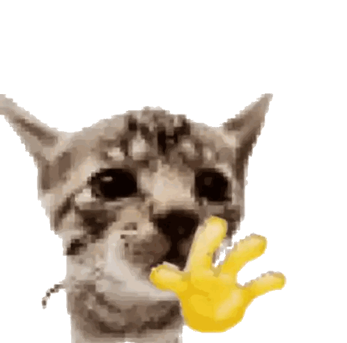 Pixelated Cat With Yellow Hand Sticker