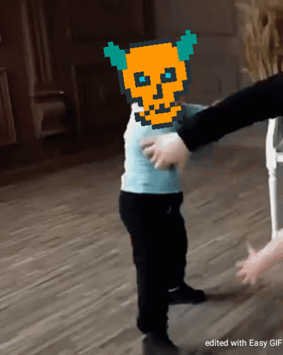Pixelated Child With Skull On Head GIF