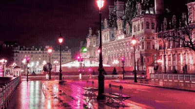 Pixelated City Street At Night GIF