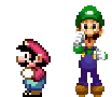 Pixelated Dancing Luigi Together With Mario GIF