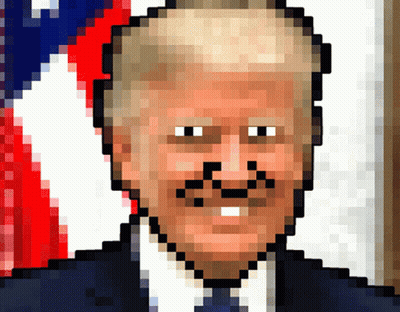 Pixelated Donald Trump With Mustache GIF