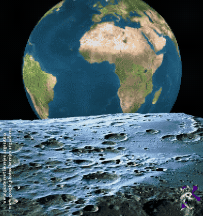 Pixelated Earth And Moon With Pinterest URL GIF