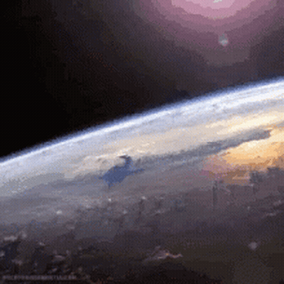 Pixelated Earth From Space Purple Background GIF