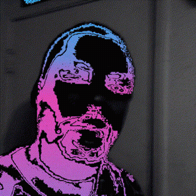 Pixelated Face With Purple And Blue Tones GIF