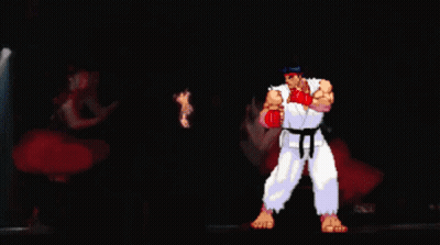 Pixelated Fighter With Black Belt GIF