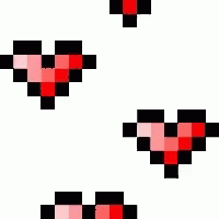 Pixelated Floating Hearts