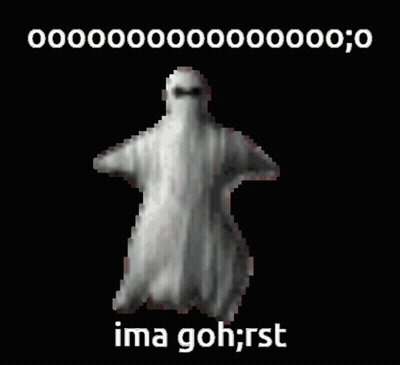 Pixelated Ghost Saying Ima Goh Rst GIF