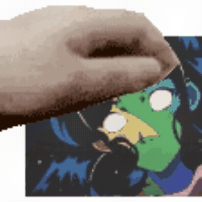 Pixelated Hand Holding Paper With Cartoon Character GIF
