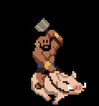 Pixelated Hog Rider Running GIF