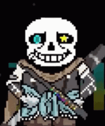 Pixelated Ink Sans Smiling Happily GIF