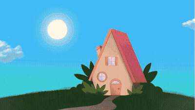 Pixelated Landscape With Mountains And Trees GIF