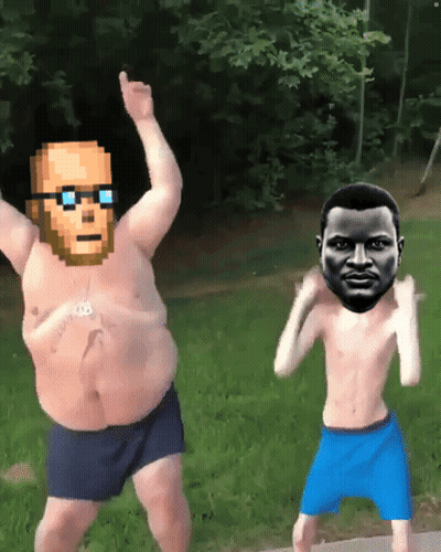 Pixelated Man And Boy Dancing, Sunglasses, K Necklace GIF
