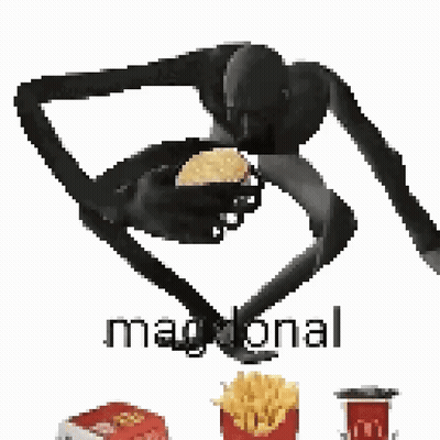 Pixelated Man Eating French Fries And McDonald's Box GIF