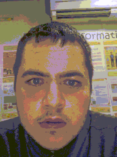 Pixelated Man Face In Front Of Bulletin Board Saying Normati GIF