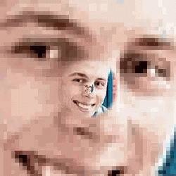 Pixelated Man Face With Blue Nose Ring GIF