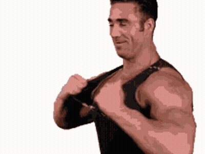 Pixelated Man Flexing Muscles GIF