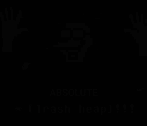 Pixelated Man Hands In Air Saying Absolute Trash Heap GIF