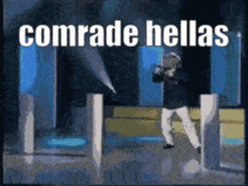 Pixelated Man Holding Gun Comrade Hellas GIF