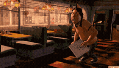 Pixelated Man In Diner Holding Menu GIF