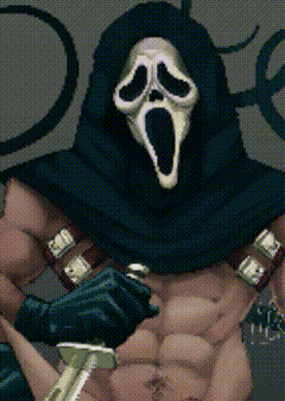 Pixelated Man In Scream Mask GIF