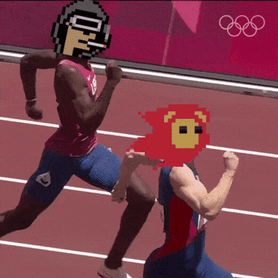 Pixelated Man Running With Olympics Logo GIF