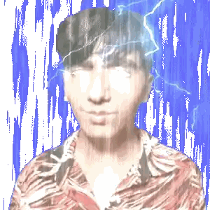 Pixelated Man's Face With Lightning Bolts Sticker