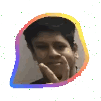 Pixelated Man's Face With Rainbow Border Sticker
