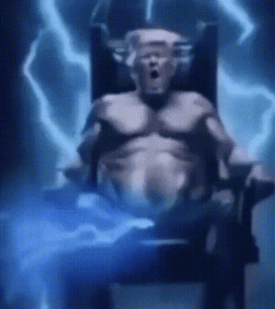 Pixelated Man Sitting In Chair With Lightning GIF