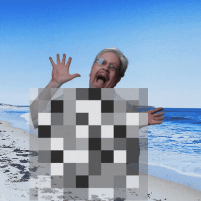 Pixelated Man Standing On Beach With Open Mouth GIF