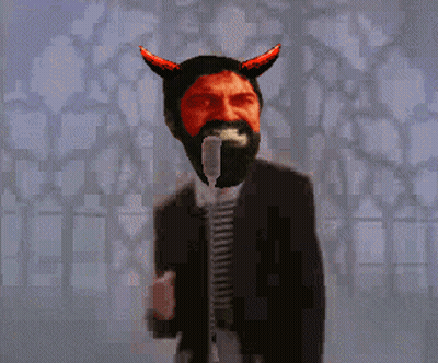 Pixelated Man With Beard And Horns GIF