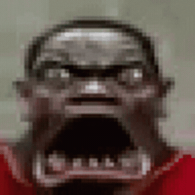 Pixelated Man With Beard Helmet Red Shirt GIF