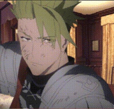 Pixelated Man With Green Hair And Beard GIF