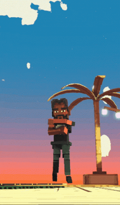 Pixelated Man With Skull Shirt GIF