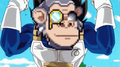 Pixelated Monkey Wearing Glasses And Vest With Letter P GIF
