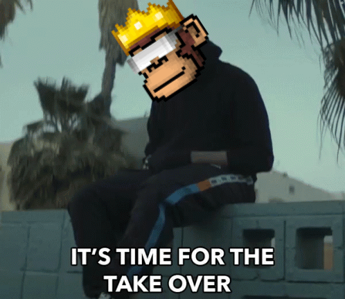 Pixelated Monkey with Crown Says Its Time for the Takeover